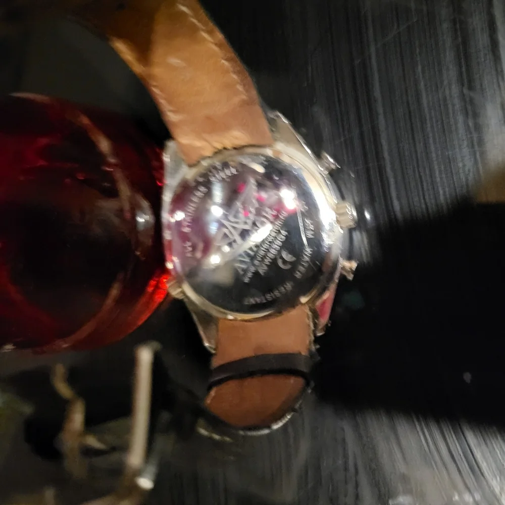 Aviator Chronograph Watch, Model Number AVW5839G4, 6 x Hands Dial, Leath…